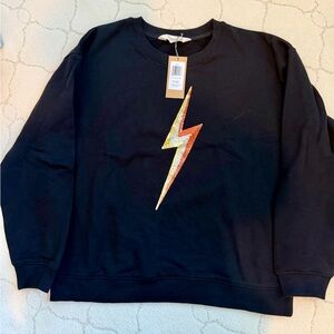 Sugarhill Brighton Sylvie Black Sequin Lightning Sweatshirt Size US 14